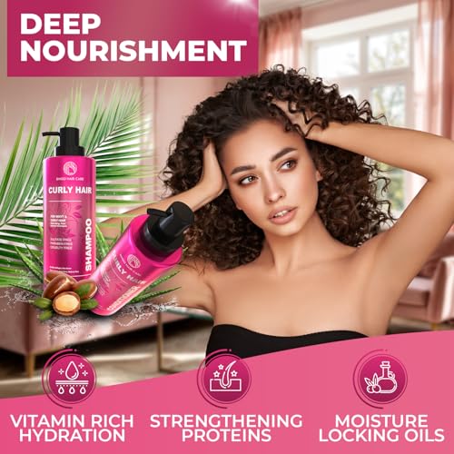 Image of Curly Shampoo and Conditioner Set - Sulfate Free Moisturizing Formula - Deep Treatment for Curly and Permed Hair Women and Men - 14 Fl Oz (Set of 2)