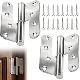 2 Stück Scharniere Klappbar, 4 Zoll Edelstahl Türscharniere Schwerlast, Abnehmbare Aufschraubscharnier, abgerundete Kante Tor Scharniere für Holztüren, Schränke Holzkisten etc