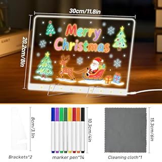 LED Light Up Drawing Board,Acrylic Dry Erase Boards with Light,Led Drawing Board for Kids with Stand,16 Markers,Personalized Birthday Gifts for Girls Boys