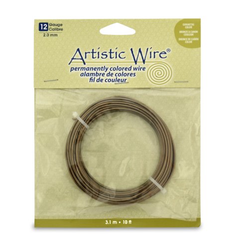 Artistic Wire  Alambre de Calibre 12, latón Envejecido, 3 m