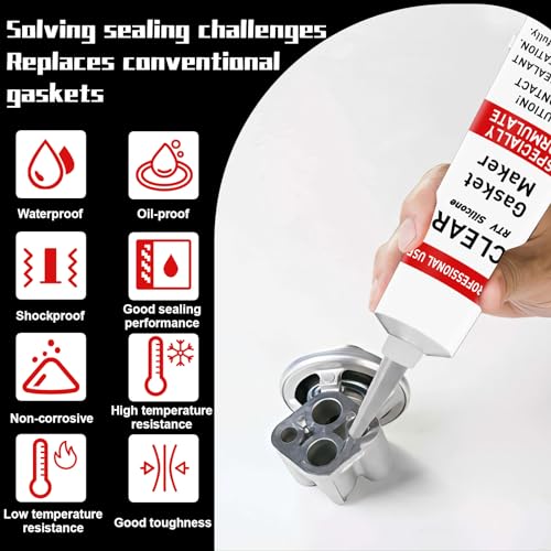 Image of 340g RTV Silicone Gasket Maker, Clear Silicone Sealant Shockproof and Leakproof, High Temperature Resistant, RTV Sealant Can be Used in Engines, Transmissions, Superchargers and All Types of Gaskets