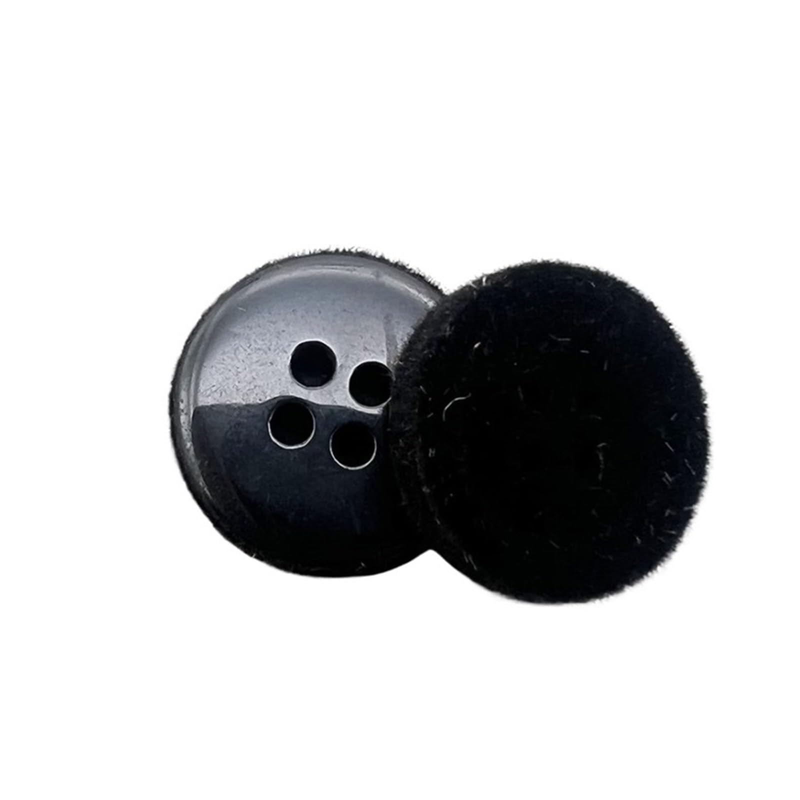 bottoni, Confezione Da 12 Bottoni Rotondi Con 4 Occhielli Floccati In Resina Multicolor 17-18 Mm(18mmBlack)