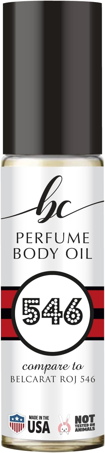 BC Perfume 546 Inspired by Belcarat Roj 546 For Women & Men Replica Fragrance Body Oil Dupes Alcohol-Free Travel Size Long Lasting Roll-On 0.3 Fl Oz/10ml