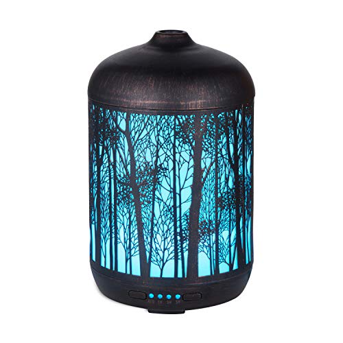 Forest Art Aromatherapy Essential Oil Diffuser,Humidifier,Ultrasonic Quiet,Cool Mist,Adjustable Time Setting,Color Light Changing,Waterless Auto