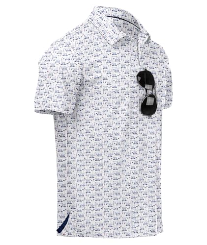 Image of ZITY Mens Golf Polo Shirts Short Sleeve UPF 50+ Performance Moisture Wicking Print Pattern Casual Collared Golf Shirt for Men