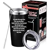 Personalized Brother Tumbler, I'd Walk Through Fire for You Brother, Funny Brother Birthday Christmas Mug for Brother, Brother In Law, Best Friends, 20 oz Mug Tumbler with Straws Lids Brushes