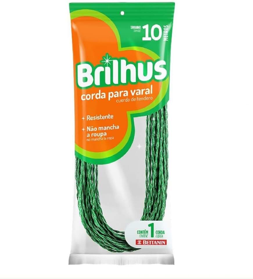 Brilhus - Corda Plástica para Varal de 10 metros, Cor Verde, Bettanin