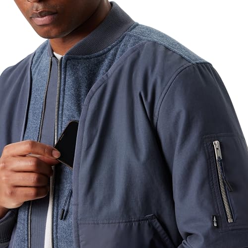 Image of BASS OUTDOOR Men's Hero Mix Media Zip Up Front Bomber Jacket With Sleeve Pocket Standard
