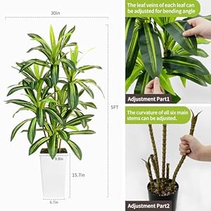 Artificial Dracaena Tree 5FT - Fake Silk Floor Trees with Movable Large Pot Faux Dracaena Tree Silk Tree for Indoor and Outdoor Home Decoration Artificial Dracaena Tree 5FT Fake Silk Floor Trees with Movable Large Pot Faux Dracaena Tree Silk Tree for Indoor and Outdoor Home Decoration