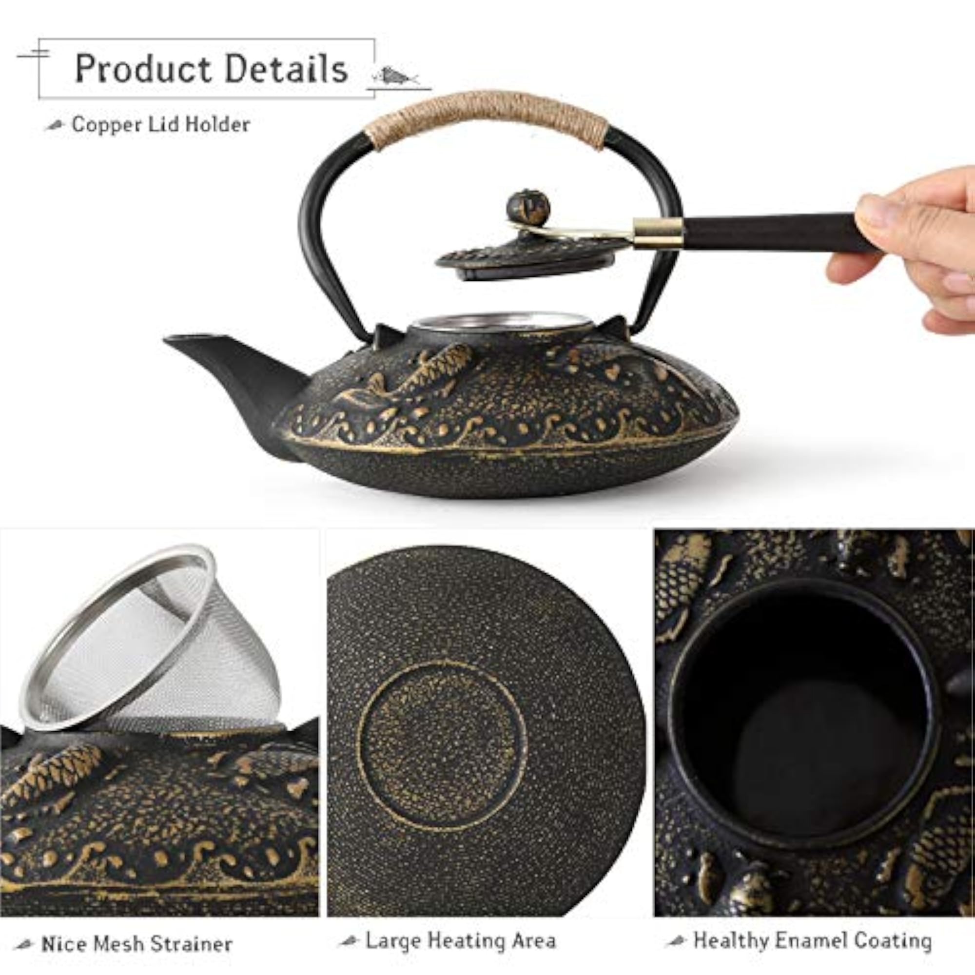 Koi Fish Cast Iron Teapot Set, Japanese Style Tea Gift Set