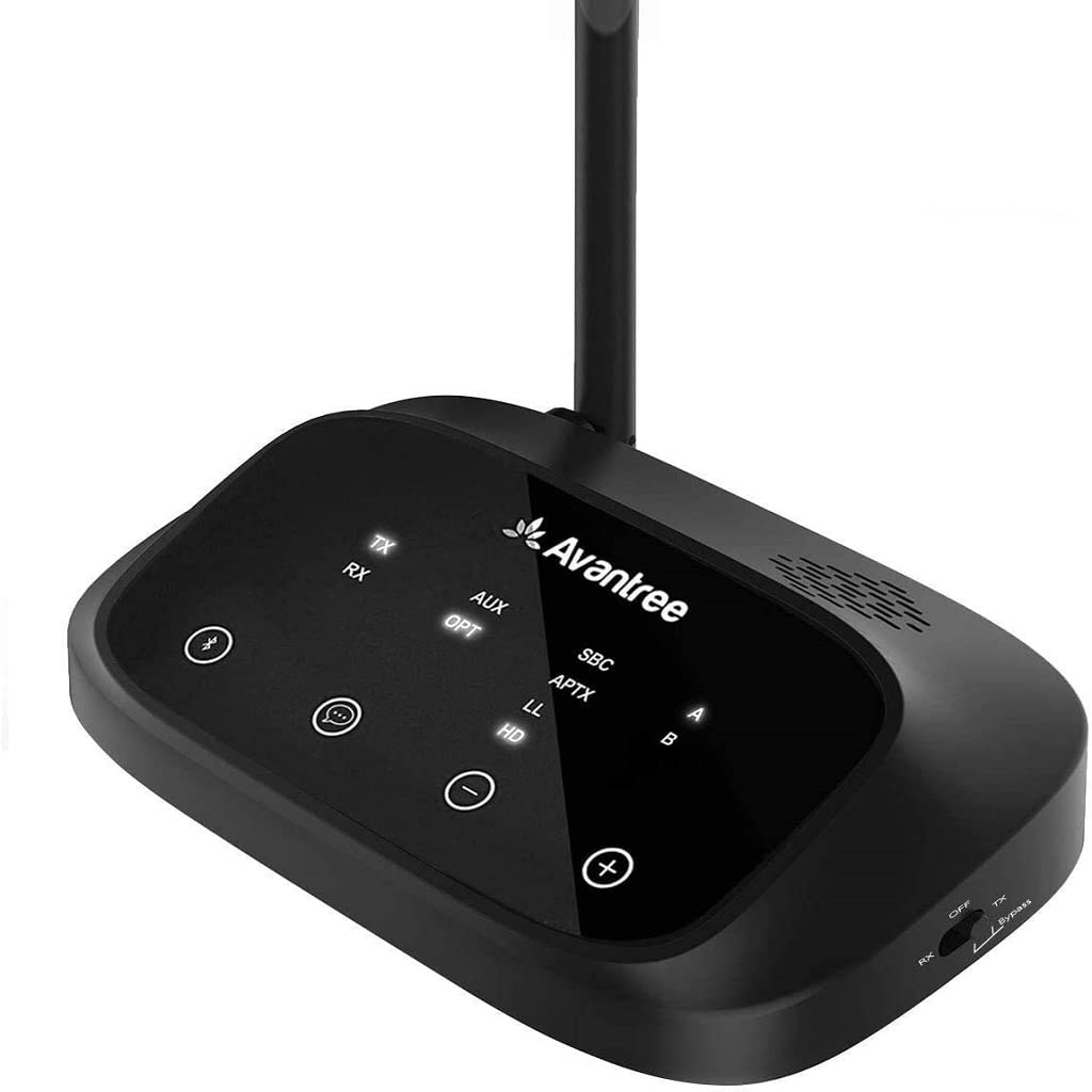 Avantree Oasis Plus - Bluetooth Transmitter & Receiver for TV, Easy Installation, Soundbar Passthrough, aptX Low Latency & HD Audio Adapter for 2 Headphones, No Delay TV Transmitter