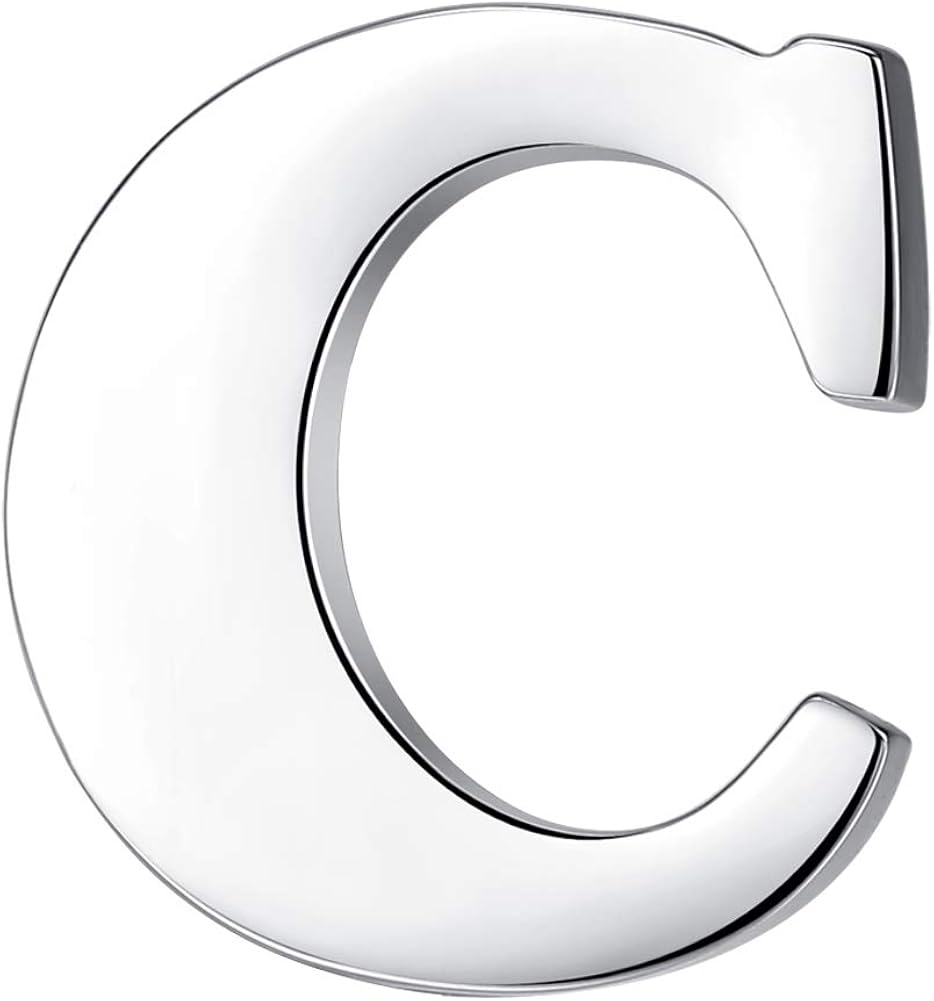 HONEY BEAR 1pc Alphabet Letters A to Z Collar Brooch Label Pins Badge for Mens' Suit/Women's Shirt for Business Gift,Silver C 0.59in
