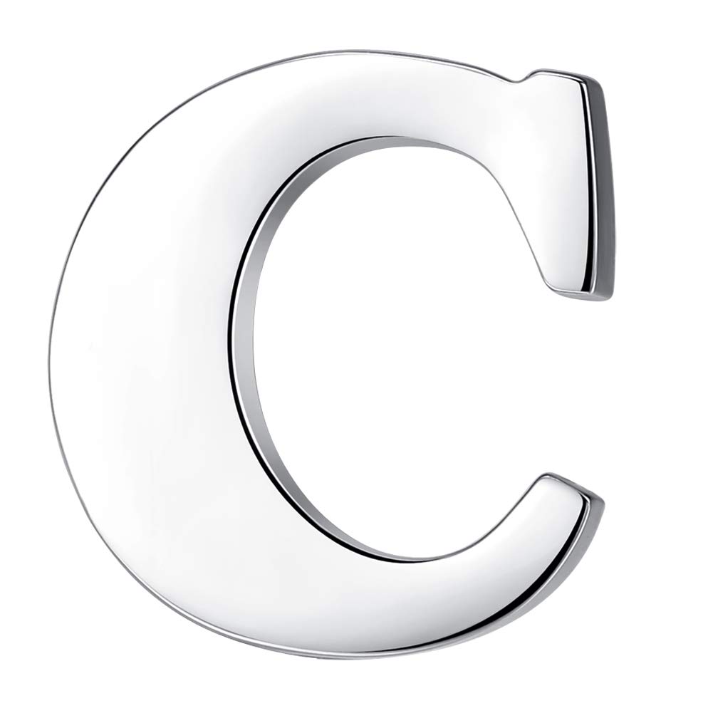 HONEY BEAR Silver Initial Letter Tie Lapel Pin Brooch for Men Women Shirt