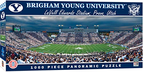 Image of MasterPieces - 1000 Piece Jigsaw Puzzle, NCAA BYU Cougars, Panoramic Football Stadium View, Fun for Adults and Family, 13 inchx39