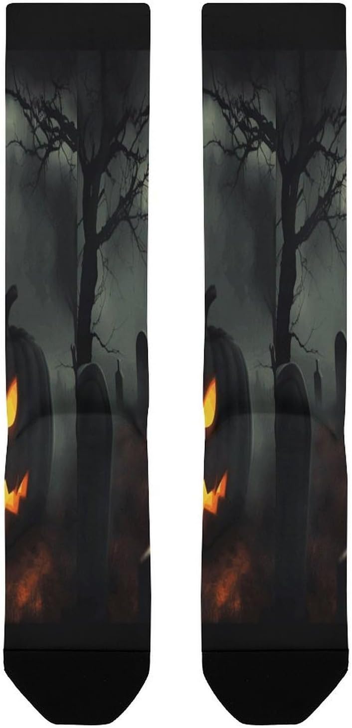 Halloween Horror Compression Socks for Man Women Breathable Knee High Tube Socks Baseball Football Sock Over The Calf Sock Circulation Support for Running Travel Athletic Daily Wear