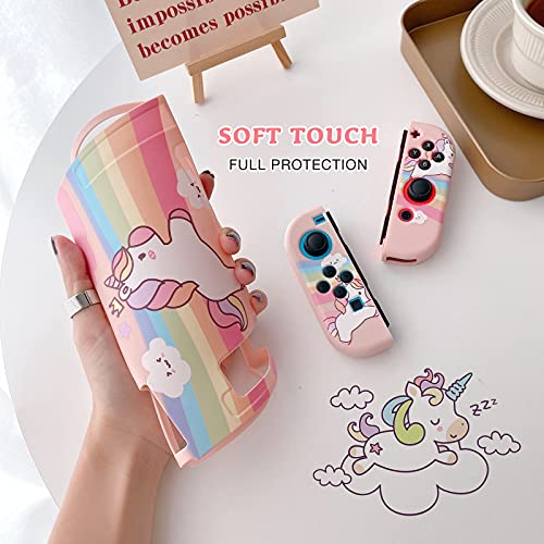 JYPS Unicorn Funda para Nintendo Switch, Estuche de Transporte para Accesorios de Consola y Tarjetas de Juego, Rígido Bolsa Protectora con asa para Switch para niñas(Rosa) - imagen 3