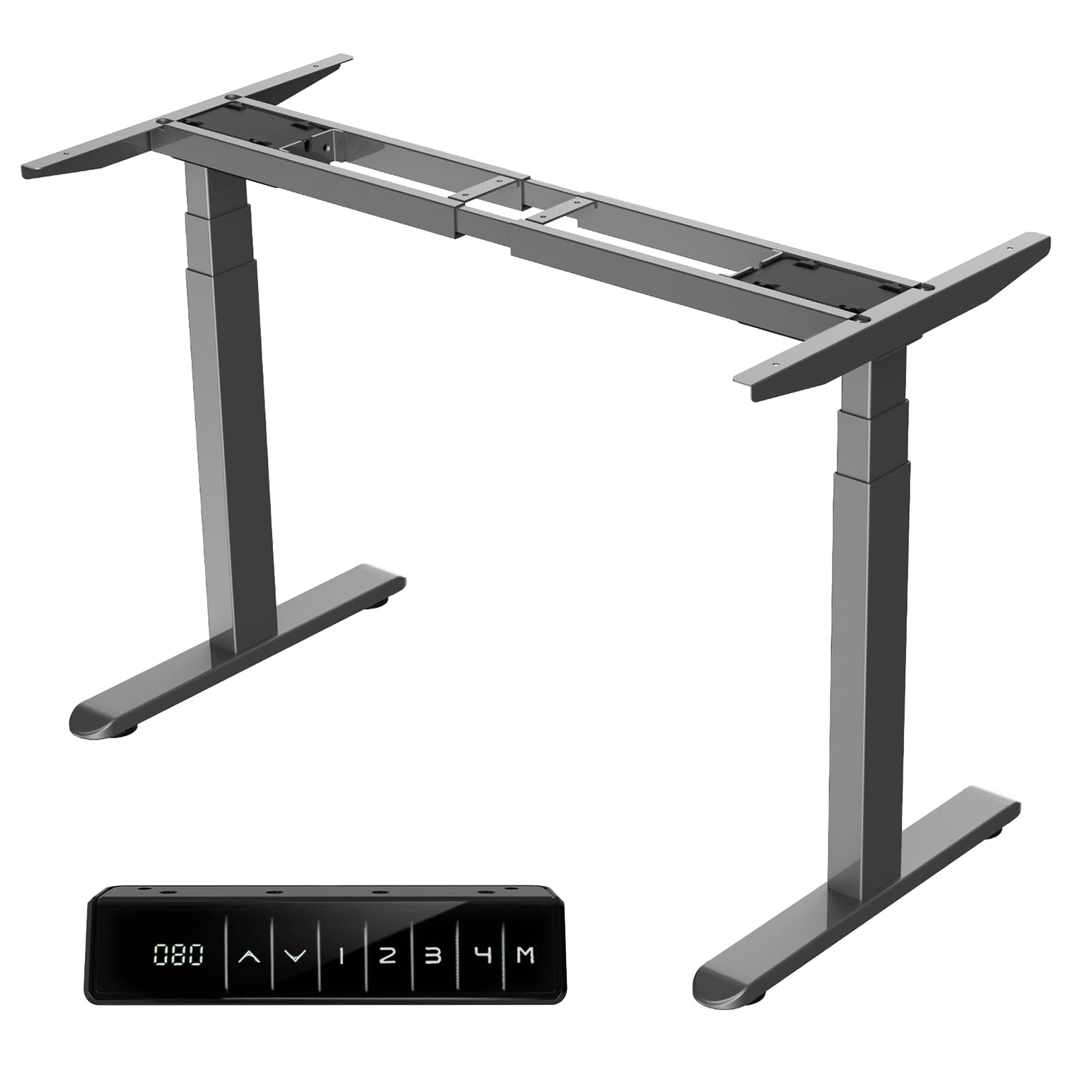 Electric Height-Adjustable Desk Frame, Table Frame, Height-Adjustable Desk with 2 Motors, Anti-Collision System, Memory Control, Grey
