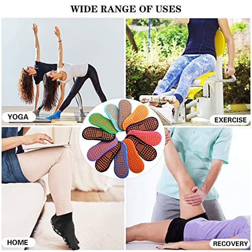 Ultrafun 12 Pairs Unisex Non Slip Grip Socks Colorful Non Skid Ankle Yoga Pilates Hospital Home Floor Sticky Socks With Grips (12Pack-Orange) #TOP6
