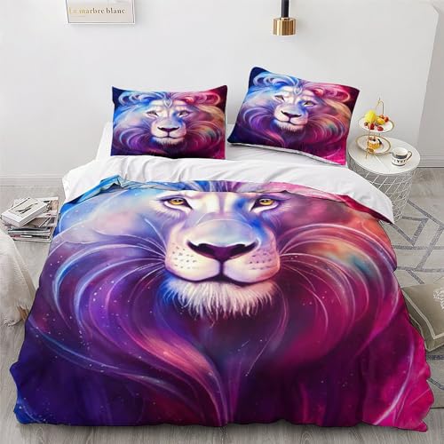 Parure de lit lion en microfibre supérieure avec housse de couette king 3 pcs - 4