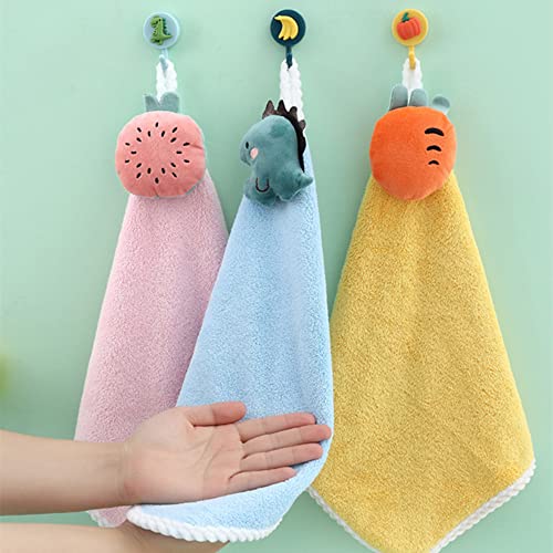 Image of 4-Piece Set Baby Soft Plush Towel Baby Nursery Hand Towel Cartoon Animal Wipe Hanging Towel for Children Bathroom Kitchen