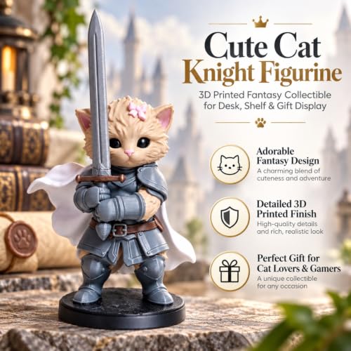 Bidobibo 3D Printed Cats Knight Figurines Animals Cat Toys for Desk Decor - image 2