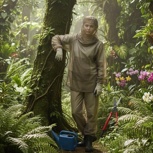Traje antimosquitos de malla para huerto y jardinería en días calurosos de verano 7