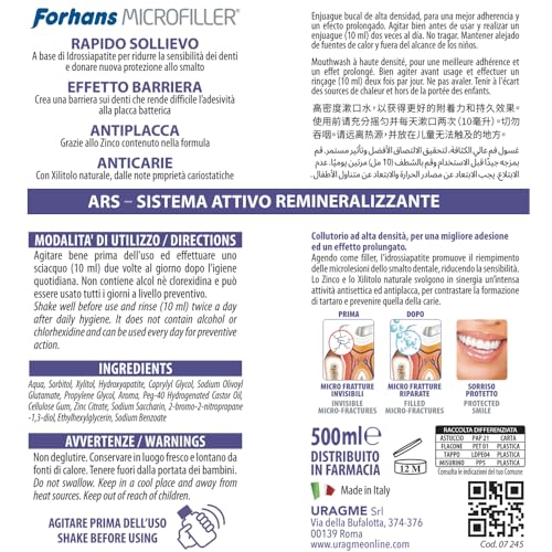 Forhans , Microfiller Mundwasser, aktives Remineralisierungssystem, tägliche Zahnschmelzfüllung, schnelle Linderung bei empfindlichen Zähnen, Plaque-Reiniger, paraben- und fluoridfrei, 500 ml – Bild 3
