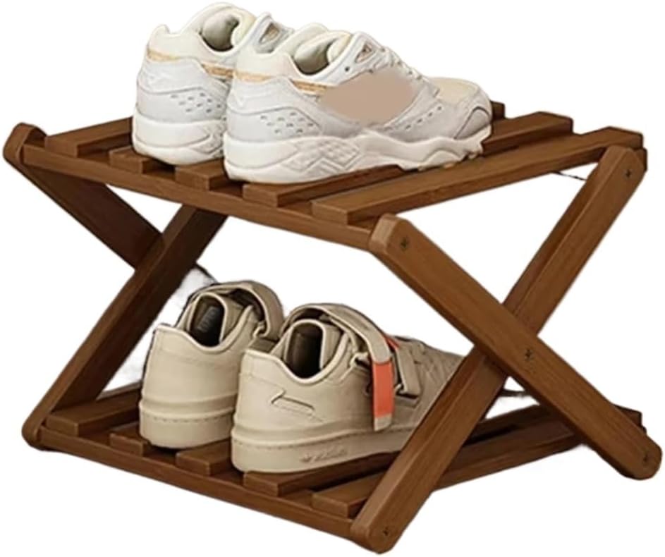 Folding Shoe Rack, Bamboo Multi-Layer, Retractable Household Storage Shelf, Space-Saving Organizer(Yellow)