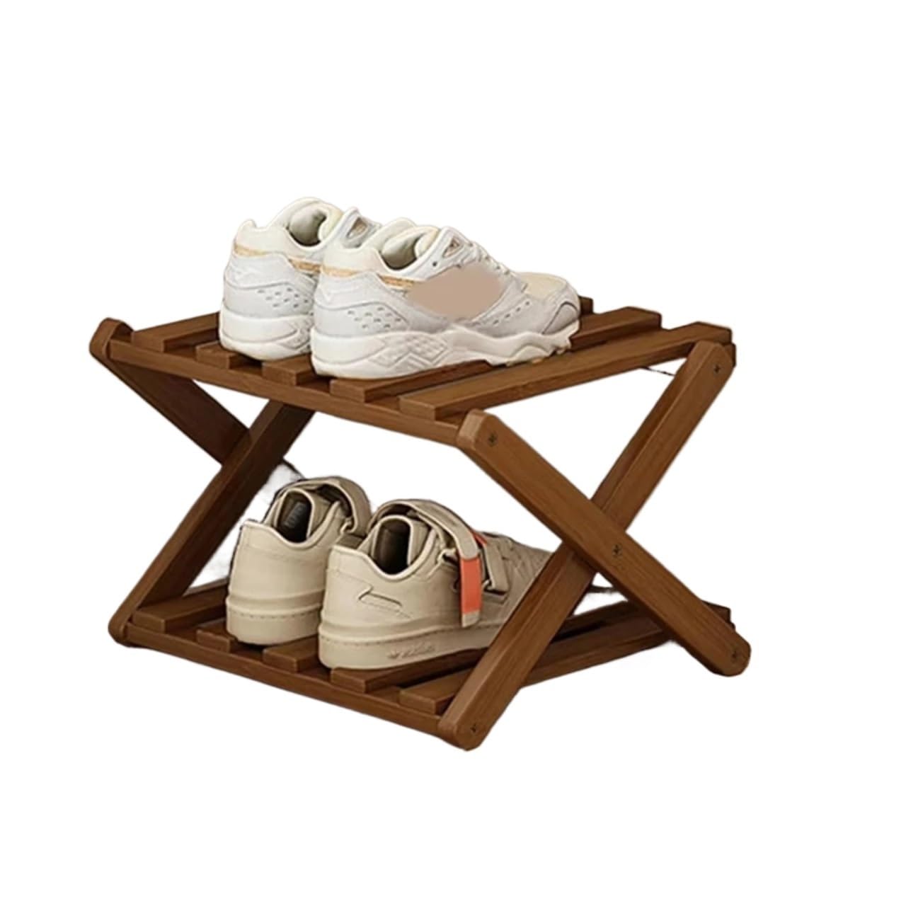 Folding Shoe Rack, Bamboo Multi-Layer, Retractable Household Storage Shelf, Space-Saving Organizer(Yellow)