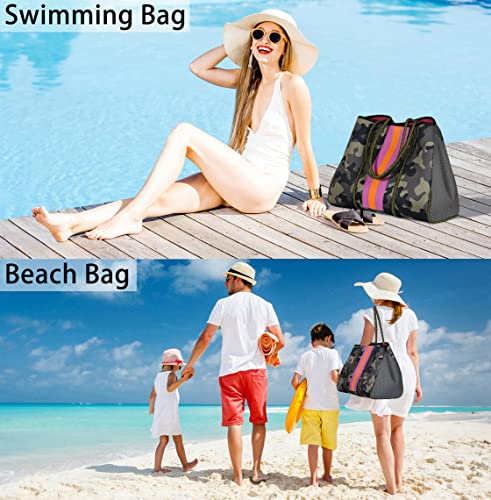 Image of IBFUN Neoprene Tote Bag Large Beach Bag for Women Pool Gym Tote Bag Travel Tote Bag