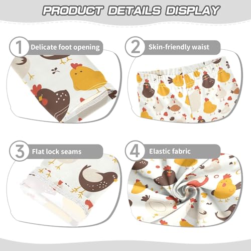 KLL Chicken Black and White Toddler Baby Girl Basic Leggings Comfortable Full Length Leg Yoga Pants Running3