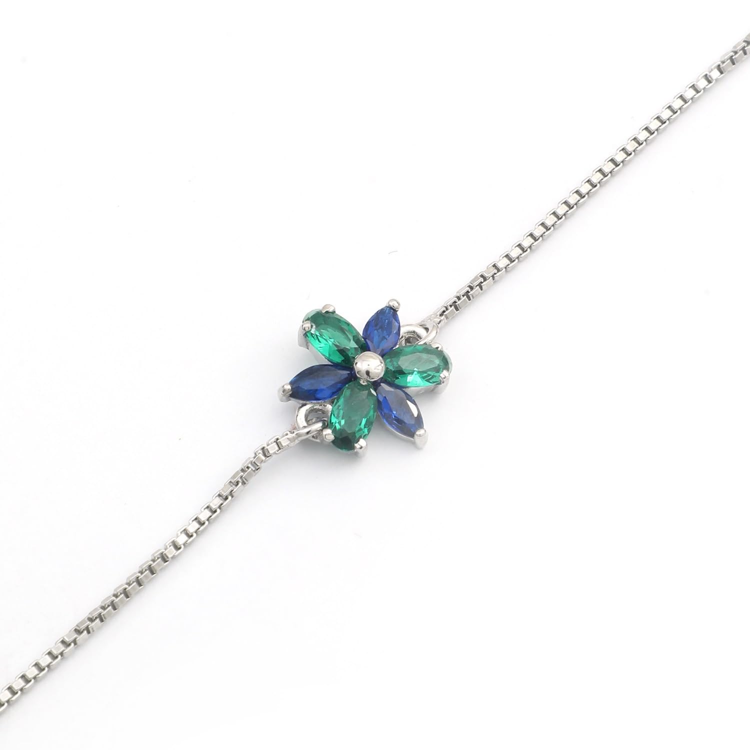 Green Blue 925 Sterling Silver Dailywear Bracelet Jewellery for Women-image-0