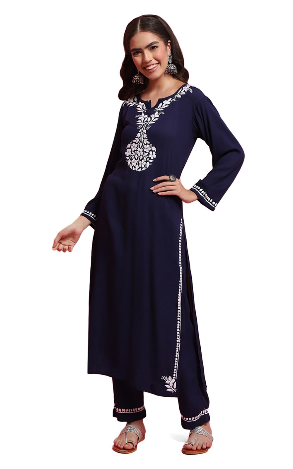Karima Rayon Straight Kurta Set |Chikankari | Chikankari Kurta Set Lucknowi Chikankari Kurta Sets for Women-image-1