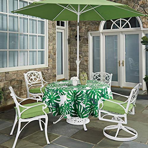 Colorbird Spring & Summer Palm Leaf Outdoor Tablecloth Waterproof Spillproof Polyester Table Cover With Zipper Umbrella Hole For Patio Garden Tabletop Decor, 60" Round, Zippered #TOP5