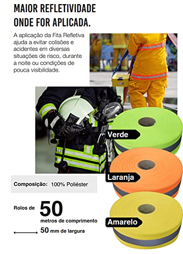 Fita Faixa Refletiva Para Uniformes Cor: Verde - 50mm 10Mts