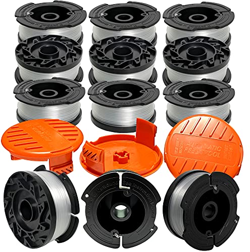 Aslanka AF-100 Spule Ersatz AF100 AF-100-3ZP AF-100-BKP kompatibel mit GH900 GH600 GH610 Rasentrimmer 9,1 m 0,2 cm Trimmerschnur Ersatzspule Nachfüllpackungen (12 + 3 Stück) Cover