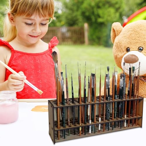 Toveival Wooden Paint Brush Holder, 67 Holes Paintbrush Holder Stand, Artist Paint Brush Holder For Paint Brushes Dryer Holder, Wall Mount Paint Brush Organizer For Colored Pencils Makeup Brushes thumb #3