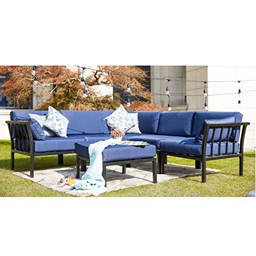 Image of LOKATSE Home 2 Piece Corner & Armless Sofa Outdoor Furniture Sectional Couch Set Patio Loveseat