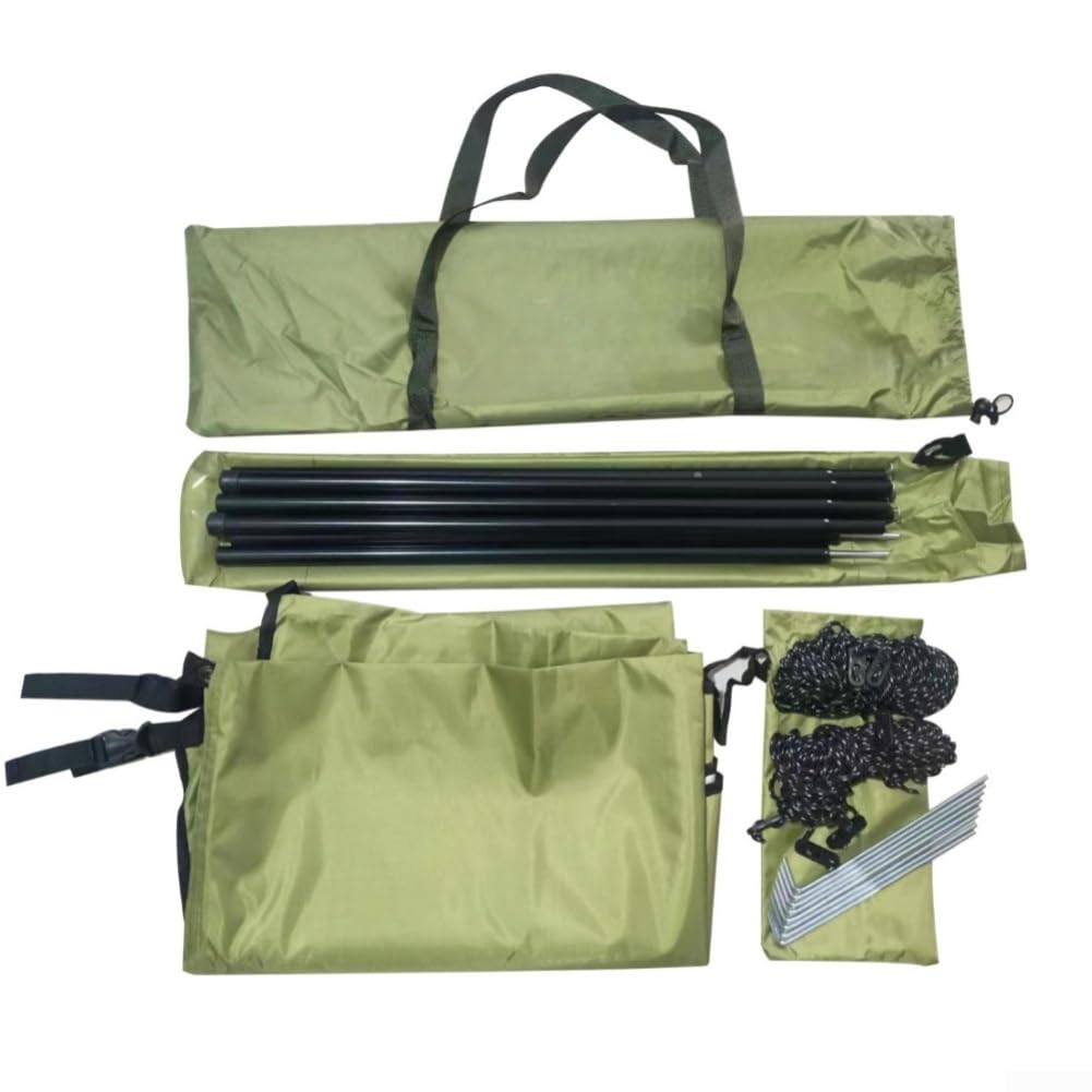 Tenda impermeabile per portellone posteriore di SUV, tenda da campeggio per auto, 440 x 200 cm, in tessuto Oxford, con pali per viaggi su strada (nero, 440 x 200 cm)