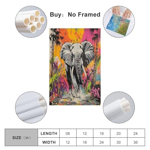 Cuadros decorativos de elefante: lienzo de 50x75 cm para salón 2
