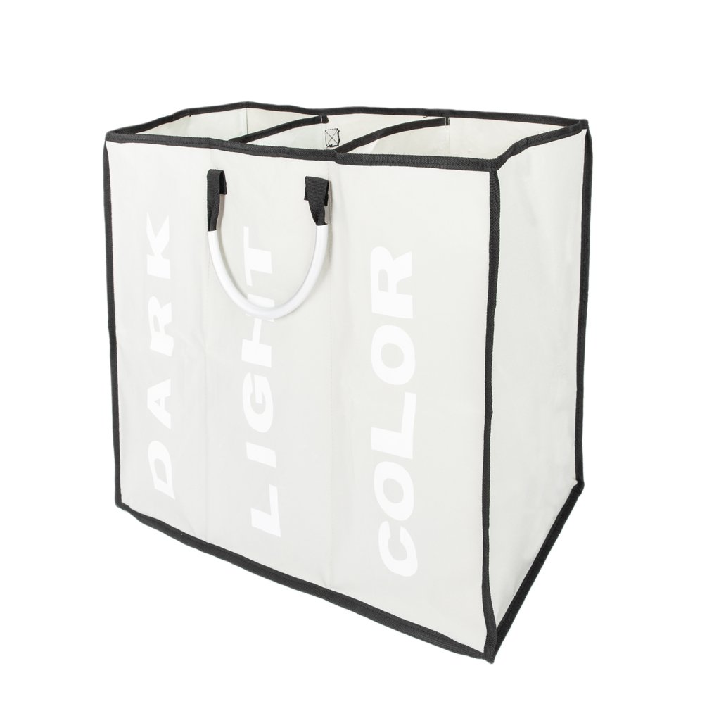 Foldable Three Lattice Large Capacity Laundry Basket Portable Clothes Hamper for Toys and Clothes Organization Light Gray