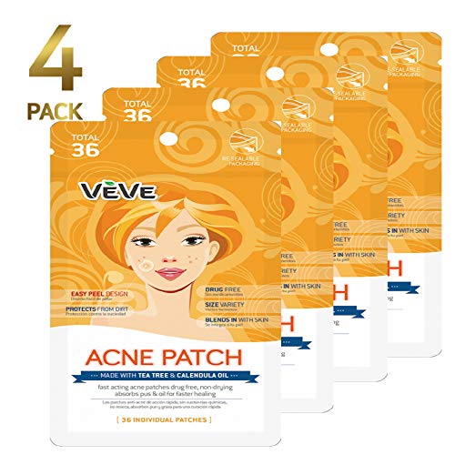 VEVE Acne Patch - Absorbing Hydrocolloid Acne Spot Treatment and Skin Care (36 Patches: 4 Packs)