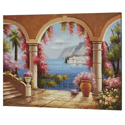 Touch of Class Paradise Awaits Grand Terrace Handpainted Oil on