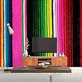 NIVFOEASC Mexican Serape Blanket Textile Background PVC Wallpaper Removable Self-Adhesive Contact Paper Peel and Stick Waterproof Wallpaper Indoor Decoration Living Room TV Backdrop