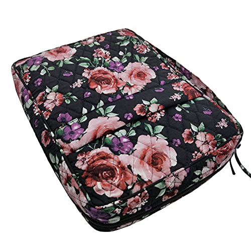 Image of DIWI Quilted Bible Cover Large Sizes 10 X 7 X 2.75 Inches Good Book Case (L, C1 Rose Beauty)