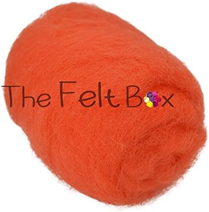 Carded Batt #33 Coral - 100g Wool for Needle & Wet Felting, Core & Finish - The Felt Box, Coral (33), Small