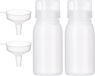 Uceoo Condiment Porous Squeeze Bottles 2 Pack Porous Squeeze Bottles for Sauces Salad Dressing Container Plastic Condiment Squeeze Bottles for Ketchup, Syrups, Oils - 5 nozzle 10oz with 2 Funnels