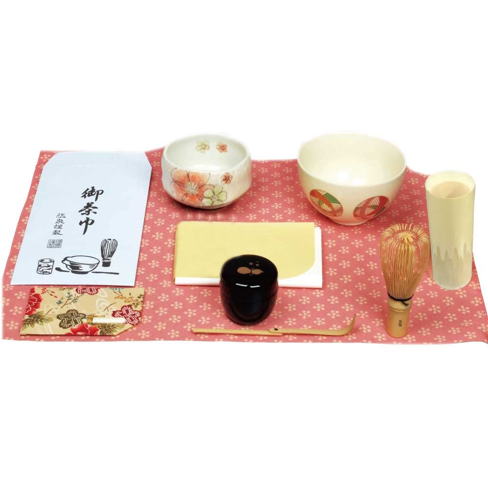 Amazon.co.jp: 茶道具 お点前 野点 源氏籠セット (利休茶碗・小