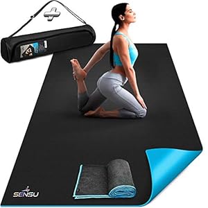 Sensu Large Yoga Mat - 6’ x 4’ x 9mm Extra Thick Exercise Mat for Yoga, Pilates, Stretching, Cardio Home Gym Floor, Non- Slip Anti Tear Eco-Friendly Workout Mat - Use Without Shoes