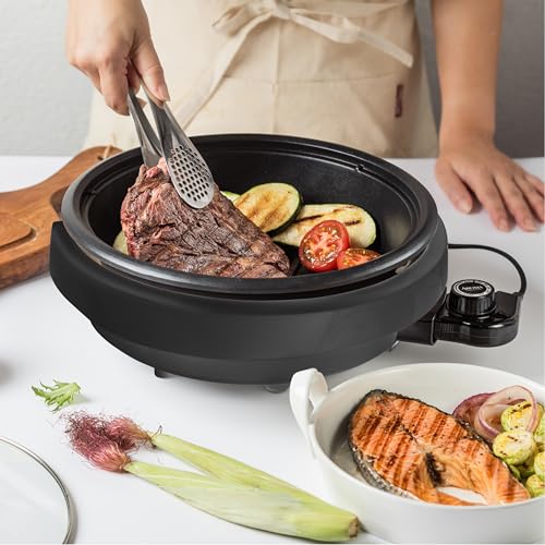 Image of Aroma Housewares ASP-137B 3-Quart /10-inch 3-in-1 Super Pot with Grill Plate, Black